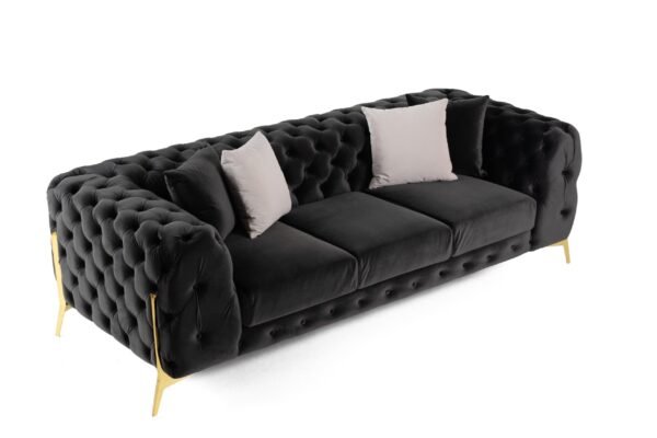 Divani Casa Clarice - Transitional Black Velvet Sofa - Image 4