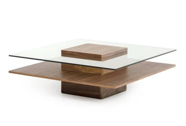 Modrest Clarion Mid-Century Walnut and Glass Coffee Table - Image 3