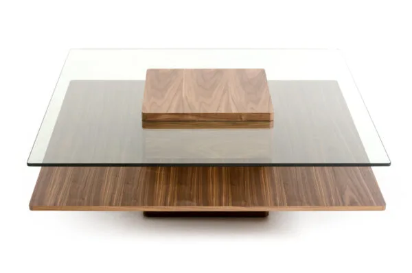 Modrest Clarion Mid-Century Walnut and Glass Coffee Table - Image 2