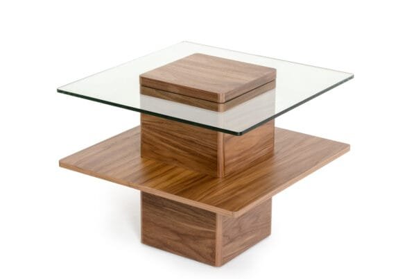 Modrest Clarion Mid-Century Walnut and Glass End Table - Image 2