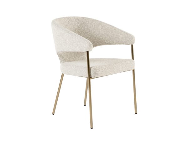 Modrest Claudine - Modern Light Grey Fabric & Antique Brass Dining Chair