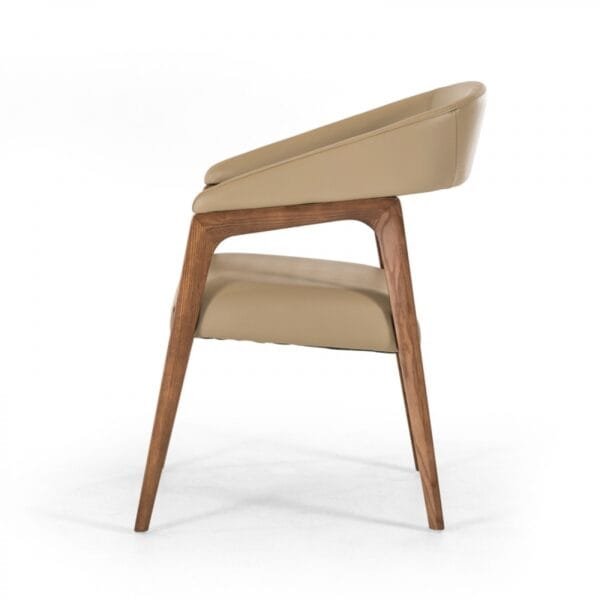 Modrest Clive Mid-Century Taupe & Walnut Dining Chair - Image 2