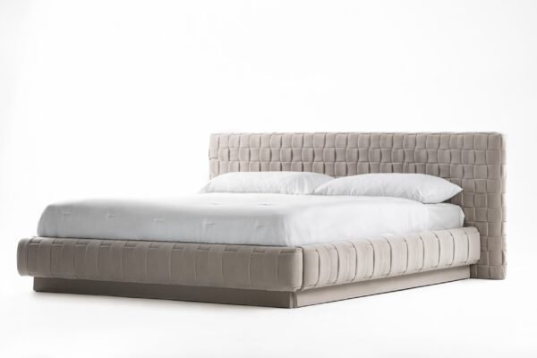 Modrest Concord - Modern Light Grey Velvet Bed - Image 2