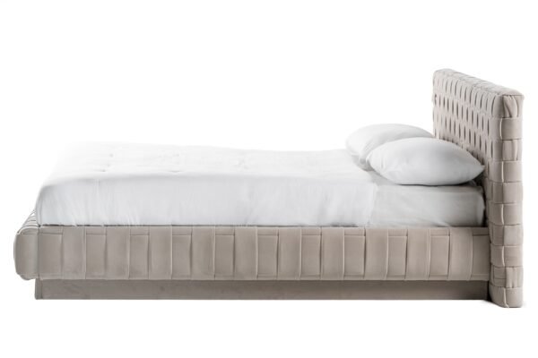 Modrest Concord - Modern Light Grey Velvet Bed - Image 3