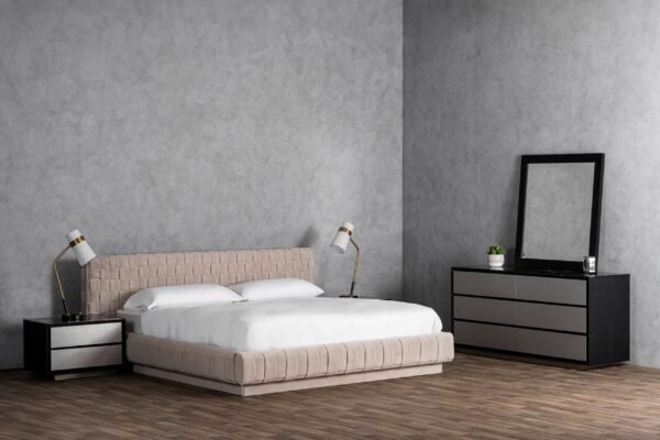 Modrest Concord - Modern Light Grey Velvet Bed