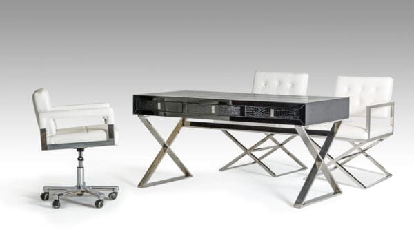 A&X Congress Transitional Black Crocodile Desk - Image 5