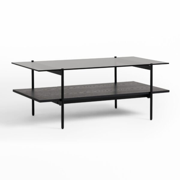 Modrest Conley - Mid-Century Modern Grey Glass + Black Ash Coffee Table - Image 2