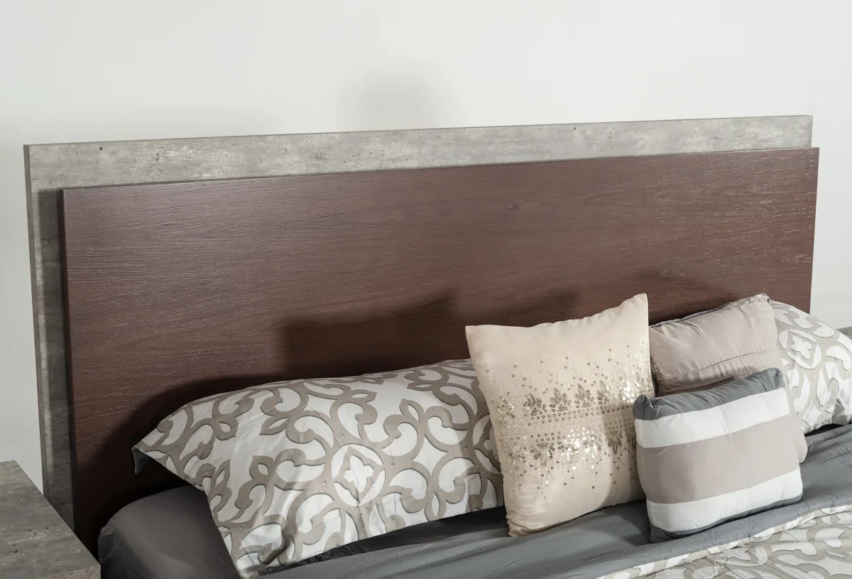 Queen Nova Domus Conner Modern Dark Walnut & Concrete Bed - Image 4