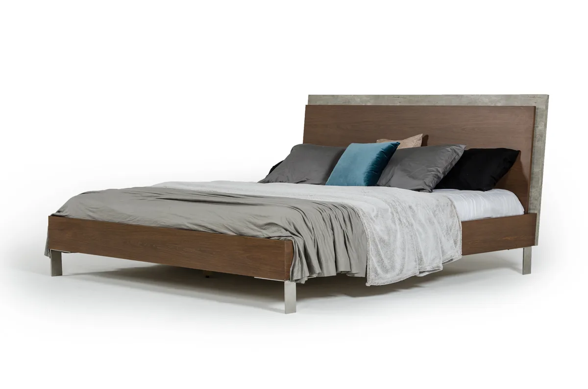 Queen Nova Domus Conner Modern Dark Walnut & Concrete Bed - Image 3