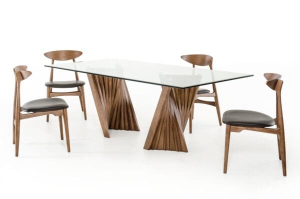 Modrest Corbin Mid-Century Walnut & Glass Dining Table - Image 2