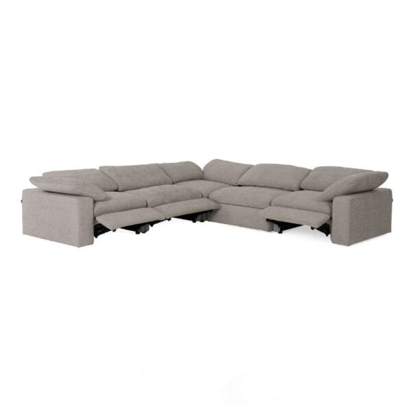 Divani Casa Corinth - Modern Gray Fabric Sectional Sofa with 3 Power Recliners - Image 3