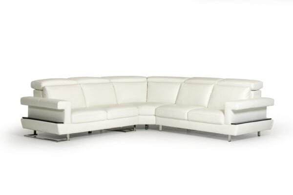 Lamod Italia Crosby - Italian Modern White Leather Sectional Sofa - Image 4