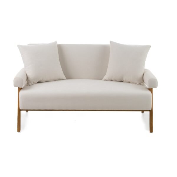 Modrest Cynthia - Modern White Fabric + Wood Loveseat