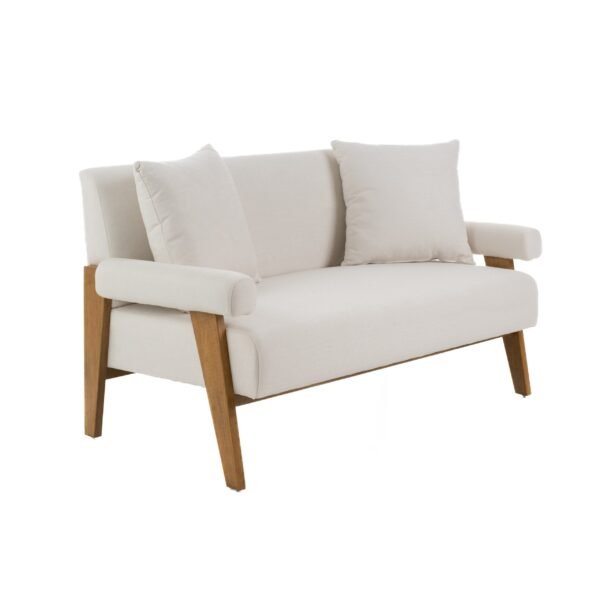 Modrest Cynthia - Modern White Fabric + Wood Loveseat - Image 2