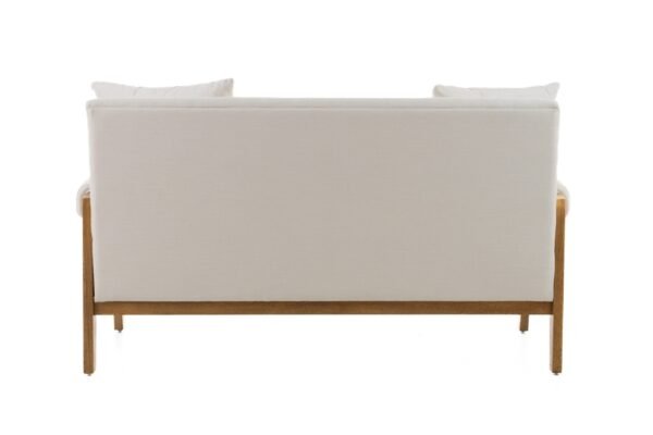 Modrest Cynthia - Modern White Fabric + Wood Loveseat - Image 3