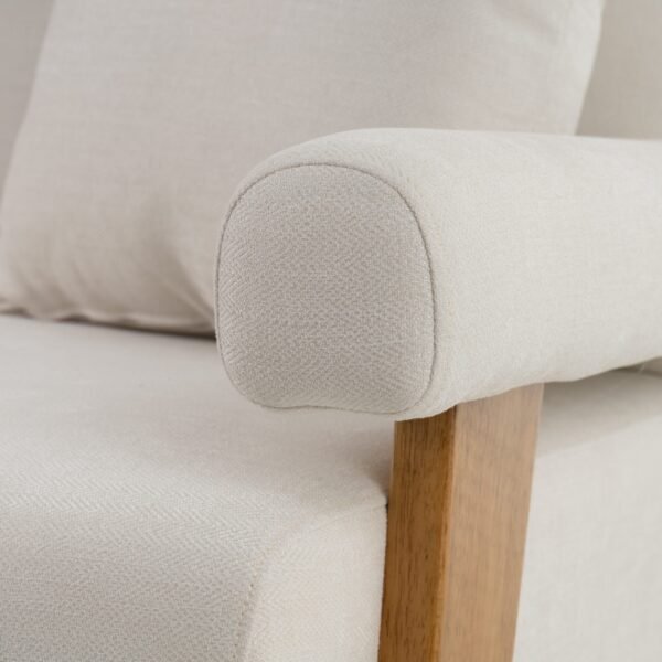 Modrest Cynthia - Modern White Fabric + Wood Loveseat - Image 4