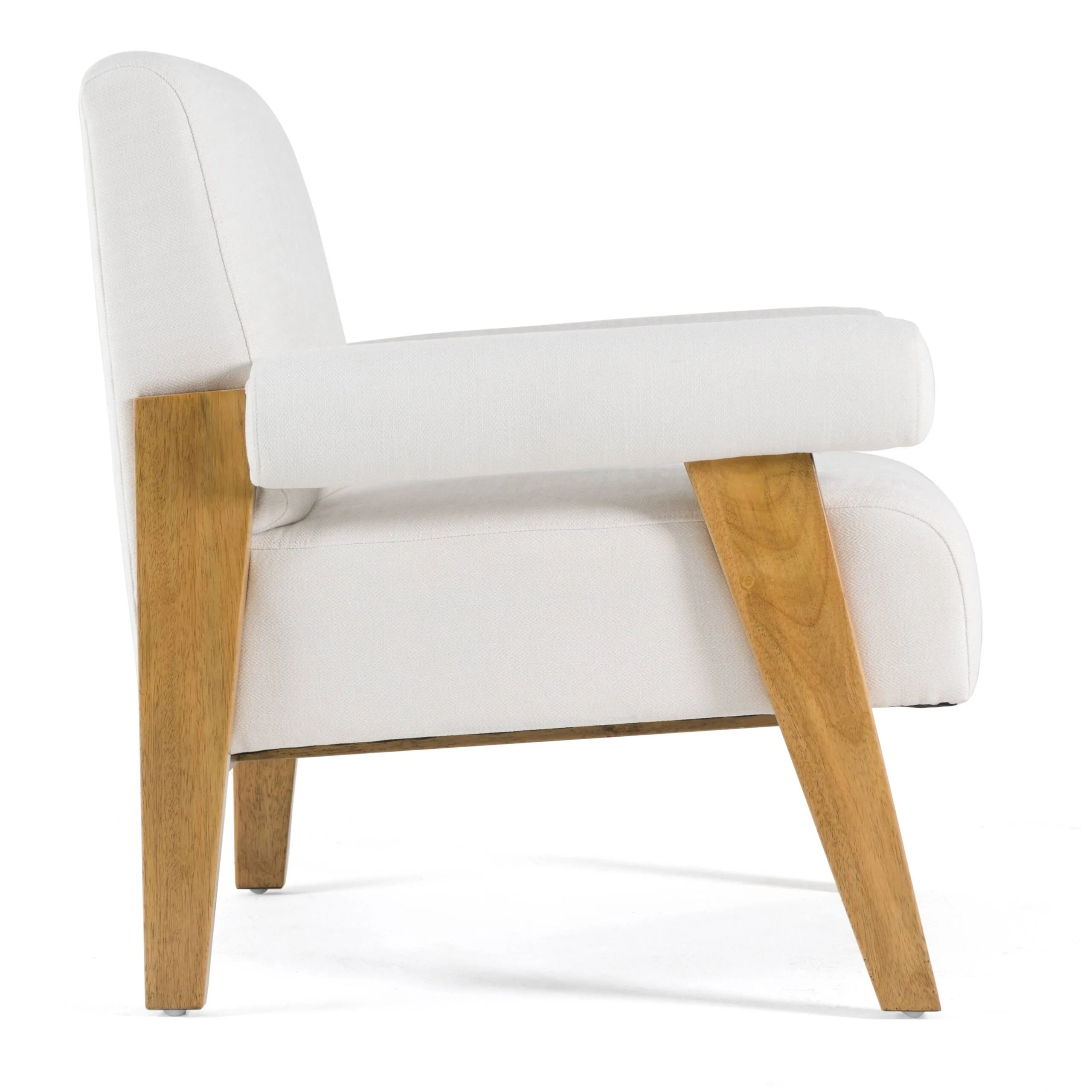 Modrest Cynthia - Modern White Fabric + Wood Accent Chair - Image 3