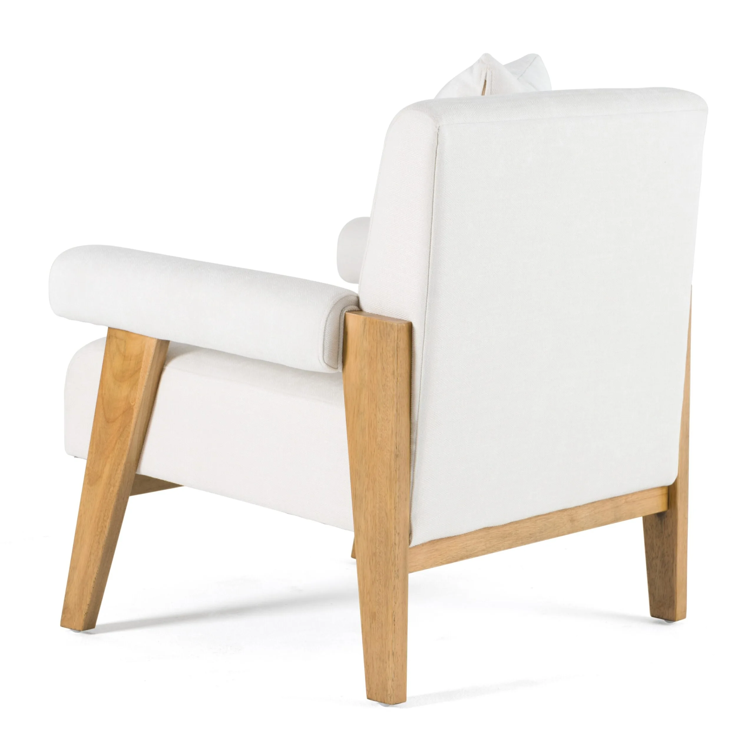 Modrest Cynthia - Modern White Fabric + Wood Accent Chair - Image 4