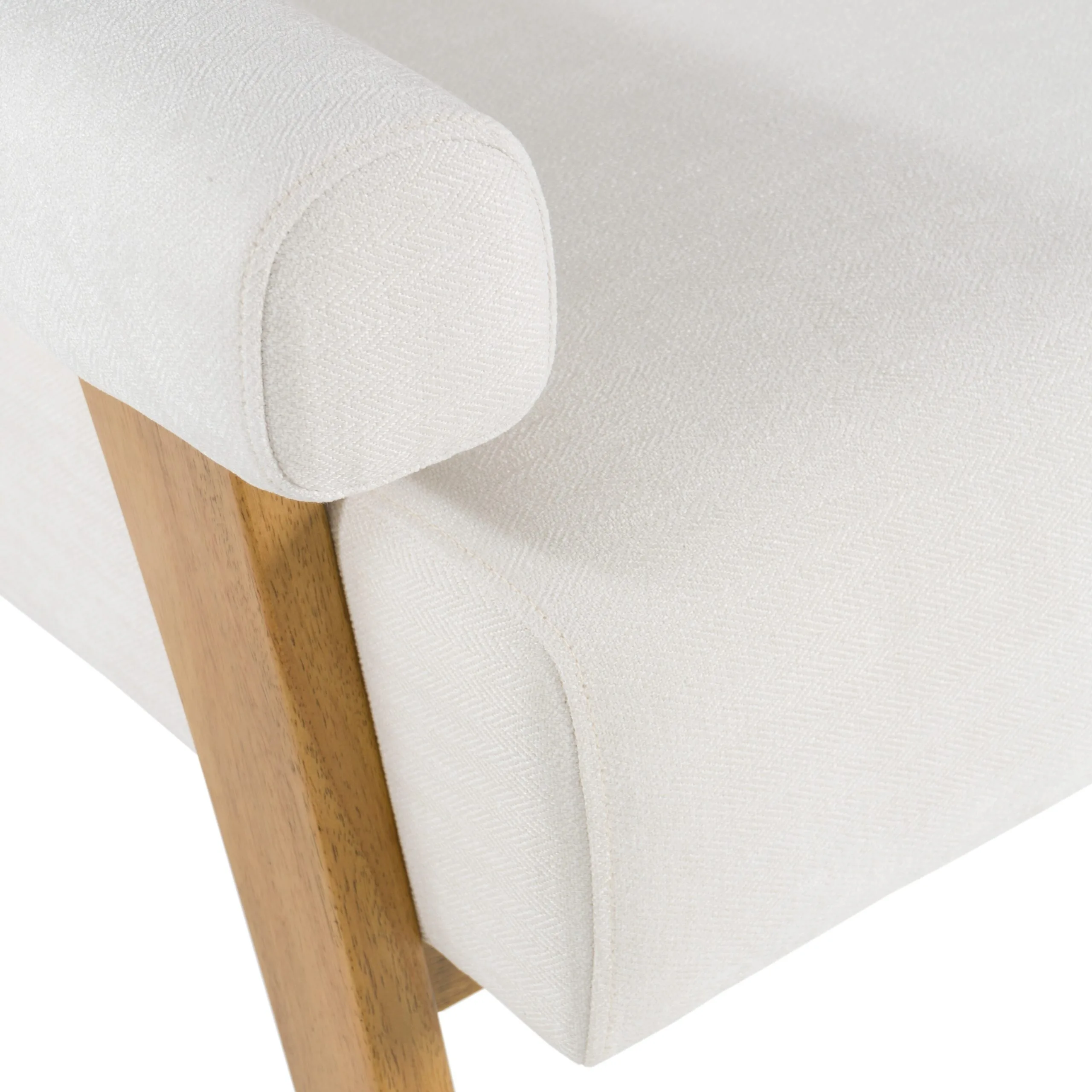 Modrest Cynthia - Modern White Fabric + Wood Accent Chair - Image 5