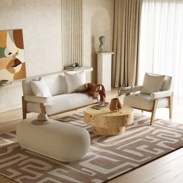 Divani Casa Kael - Contemporary White Sherpa Ottoman - Image 4