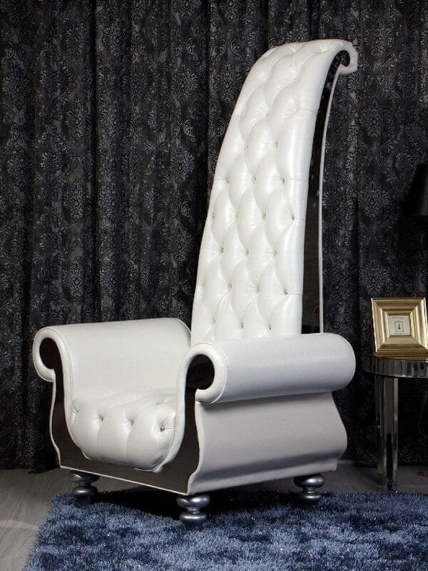 Divani Casa Luxe Neo-Classical Pearl White Italian Leather Leisure Chair - Image 3