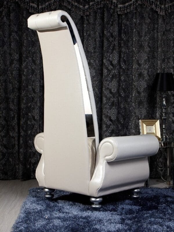 Divani Casa Luxe Neo-Classical Pearl White Italian Leather Leisure Chair - Image 4