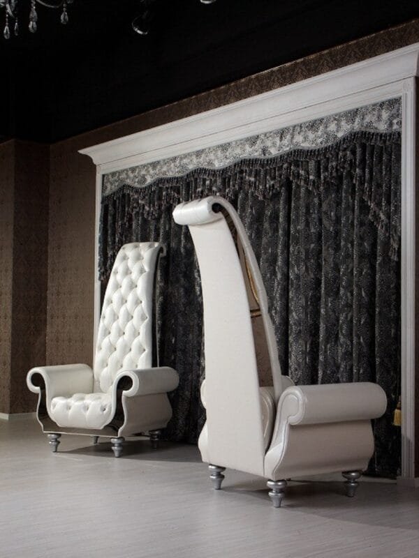Divani Casa Luxe Neo-Classical Pearl White Italian Leather Leisure Chair - Image 5