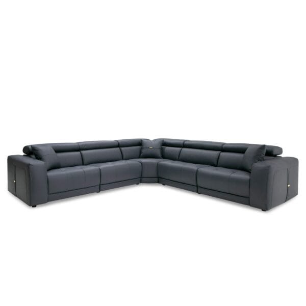 Lamod Italia Dalton - Modern Italian Grey Leather Sectional + 2 Recliners