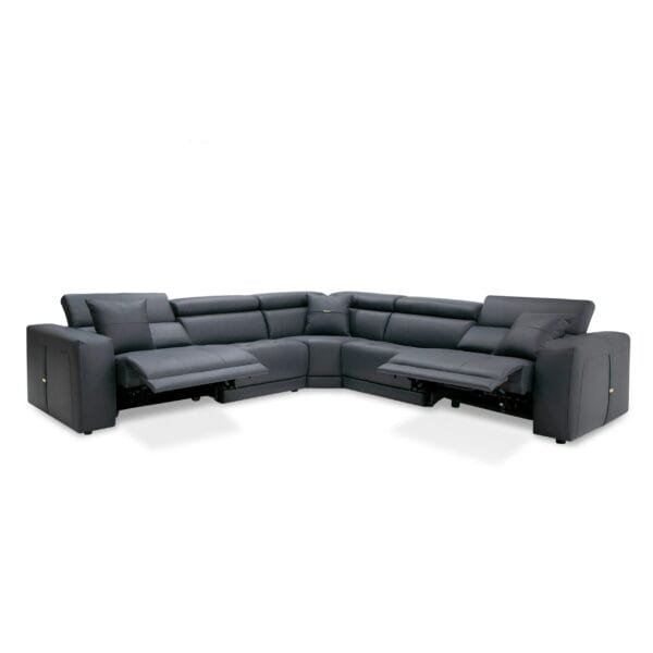 Lamod Italia Dalton - Modern Italian Grey Leather Sectional + 2 Recliners - Image 3