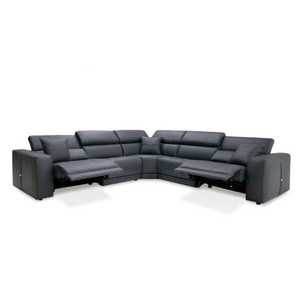 Lamod Italia Dalton - Modern Italian Grey Leather Sectional + 2 Recliners - Image 5