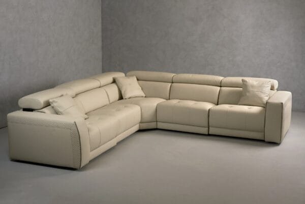 Lamod Italia Dalton - Modern Italian Cream Leather Sectional + Recliners - Image 5