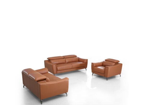 Divani Casa Danis - Modern Cognac Leather Brown Sofa Set - Image 2