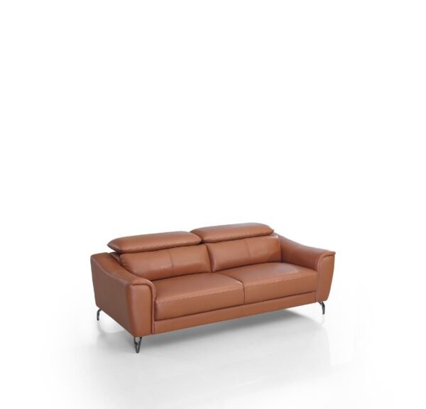 Divani Casa Danis - Modern Cognac Leather Brown Sofa - Image 2