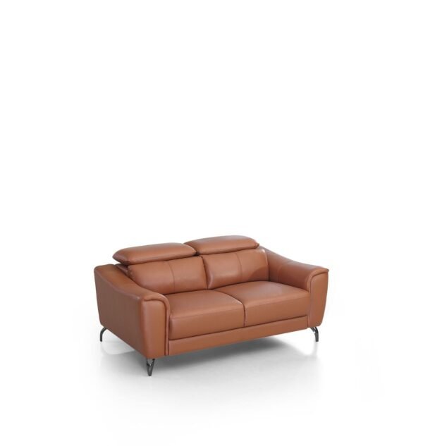 Divani Casa Danis - Modern Cognac Leather Brown Loveseat - Image 2