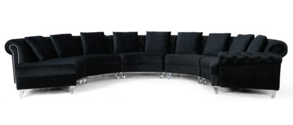 Divani Casa Darla - Modern Black Velvet Circular Sectional Sofa