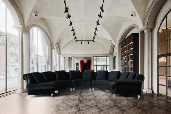 Divani Casa Darla - Modern Black Velvet Circular Sectional Sofa - Image 5