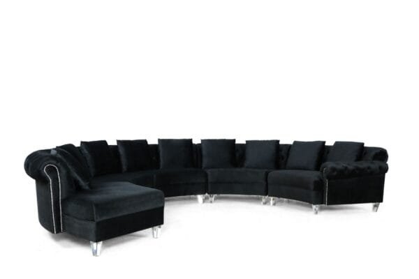 Divani Casa Darla - Modern Black Velvet Circular Sectional Sofa - Image 3