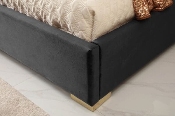 Eastern King Modrest Daystar - Modern Black Velvet andGold Bed - Image 2