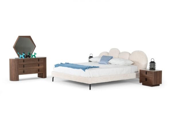 Modrest Destiny - Queen Contemporary White Sherpa Bubble Bed - Image 3