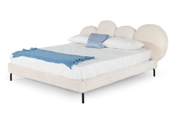 Modrest Destiny - Queen Contemporary White Sherpa Bubble Bed - Image 4