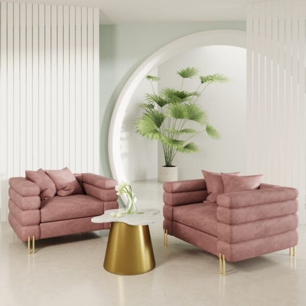 Divani Casa Branson - Pink Velvet Accent Chair - Image 2