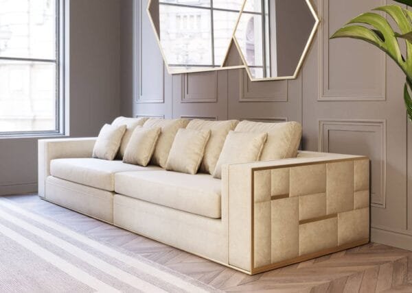 Divani Casa Mobray - Glam Beige and Gold Fabric Sofa - Image 5