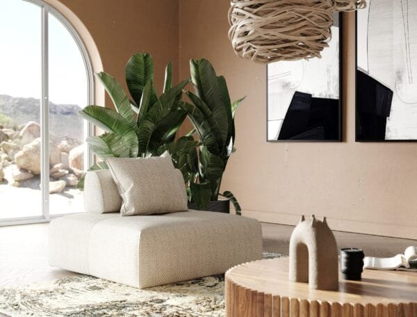 Divani Casa Mondo - Modern 2 Seat Modular Beige Fabric Sectional
