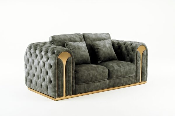 Divani Casa Dosie - Transitional Grey Velvet Loveseat - Image 2