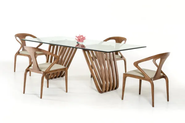 Modrest Draper Mid-Century Walnut & Glass Dining Table - Image 3