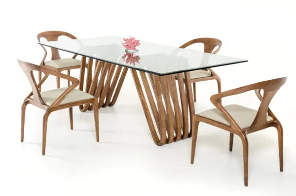 Modrest Draper Mid-Century Walnut & Glass Dining Table - Image 2