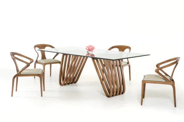 Modrest Draper Mid-Century Walnut & Glass Dining Table - Image 5
