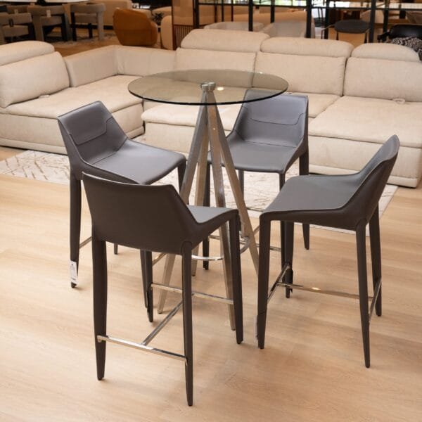 Modrest Halo - Modern Grey Saddle Leather Counter Stool - Image 4