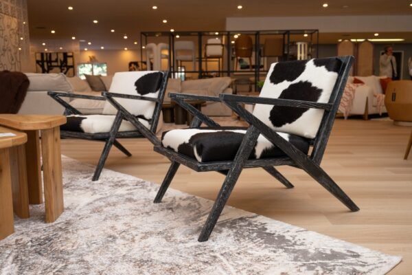 Modrest Hallam - Glam Black and White Cowhide Accent Chair - Image 5