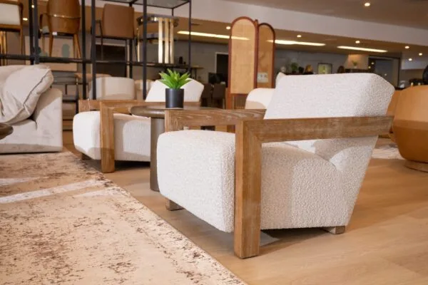 Modrest Rosen - Modern Beige Fabric + Grey Oak Accent Chair - Image 5